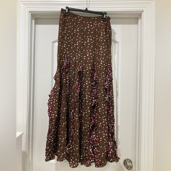 Cynthia Rowley Brown Polka Dot Maxi Skirt New - Picture 5 of 9